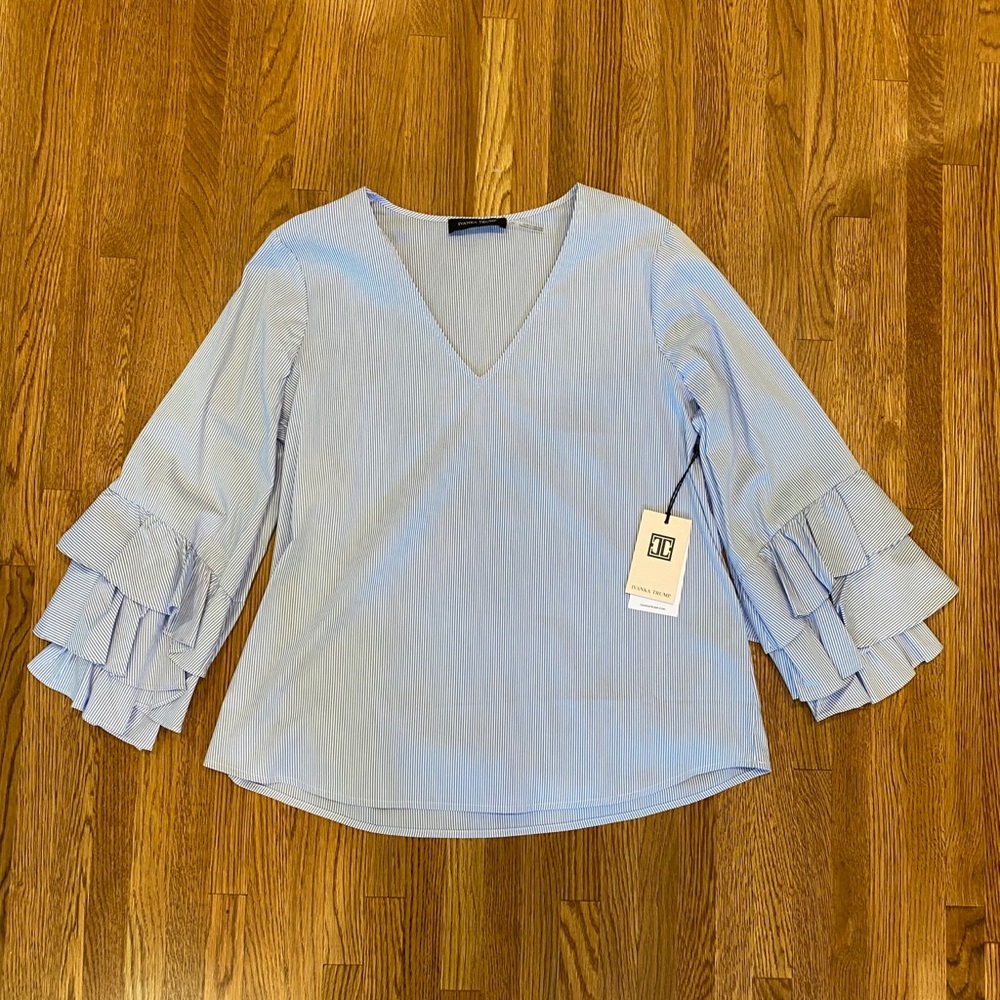 Ivanka Trump Blue & White Striped Blouse